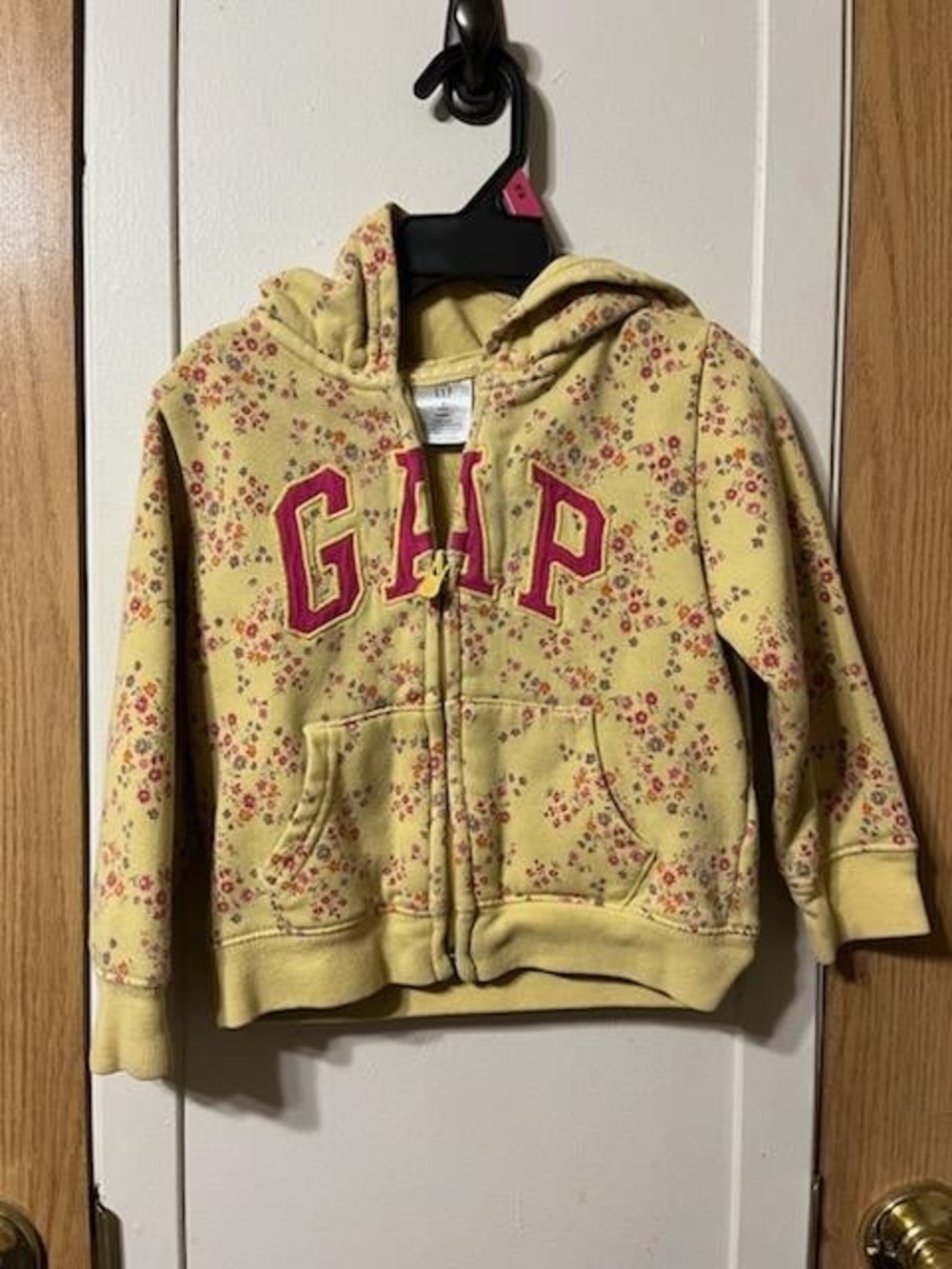 GAP Yellow Floral Zip Jacket with Pink Logo